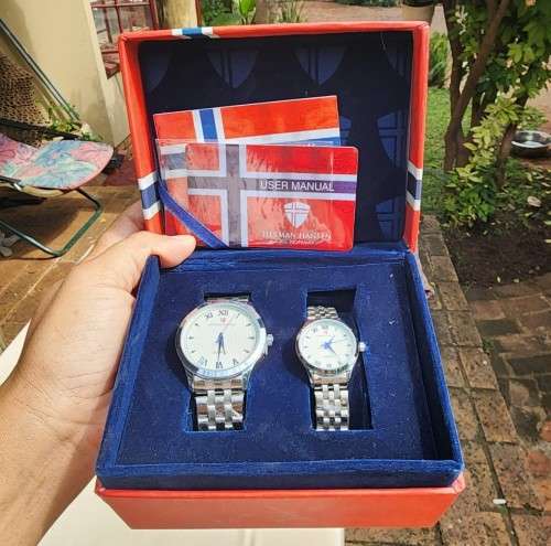HERMAN HANSEN NORWAY HIS AND HER COUPLES WATCH SET WORKING AS NEW